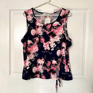 2/$10* Sz XL Erin Blair sleeveless floral top with waist tie detail NWT
